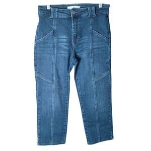 Kancan Women 4 Dark Wash High Rise Straight Leg Stretch Cropped Denim Jeans